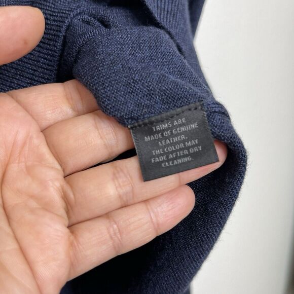 Bloomingdales Mens Merino Wool Sweater XXL Steel Blue 1/4 Zip Lightweight Jumper - Picture 8 of 10